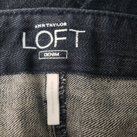 Ann Taylor LOFT Womens 10 Petite Dark Blue Denim Capri Jeans Stretch - Picture 3 of 7